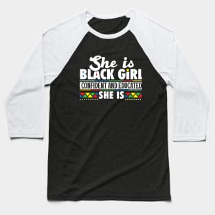 Black Girl Confident & Educated Baseball T-Shirt